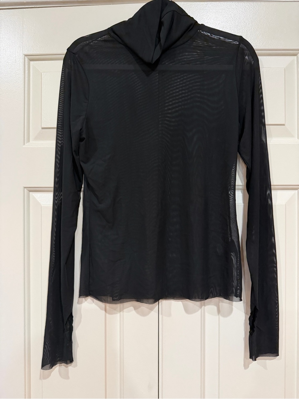 AFRM Black Sheer Long Sleeve Mock Neck Top